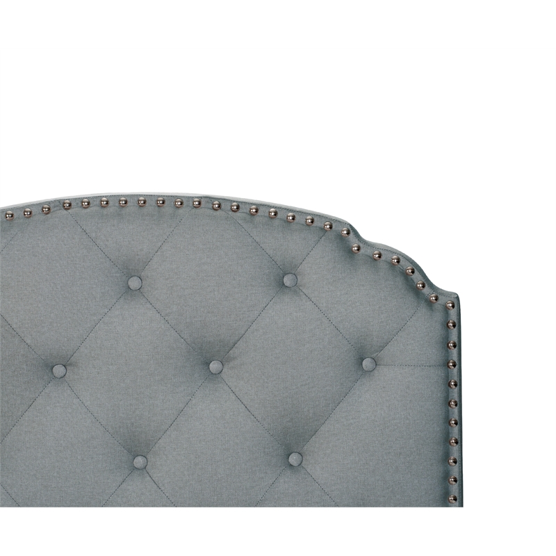 Poundex Twin Burlap Fabric Upholstered Bed Frame with Slats in Light Gray