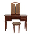 Poundex Furniture Wood Vanity Set with Mirror and Stool in Cherry Color