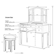 Poundex Furniture Wood Vanity Set with Mirror and Stool in Black Color