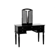 Poundex Furniture Wood Vanity Set with Mirror and Stool in Black Color