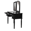 Poundex Furniture Wood Vanity Set with Mirror and Stool in Black Color