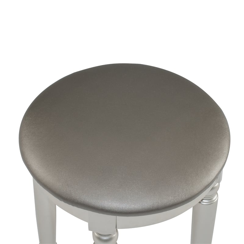 Poundex Furniture Wood Vanity Set with Mirror and Stool Silver Color