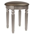 Poundex Furniture Wood Vanity Set with Mirror and Stool Silver Color