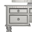 Poundex Furniture Wood Vanity Set with Mirror and Stool Silver Color