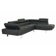 Poundex Furniture 2 Piece Faux Leather Sectional Sofa Set in Black