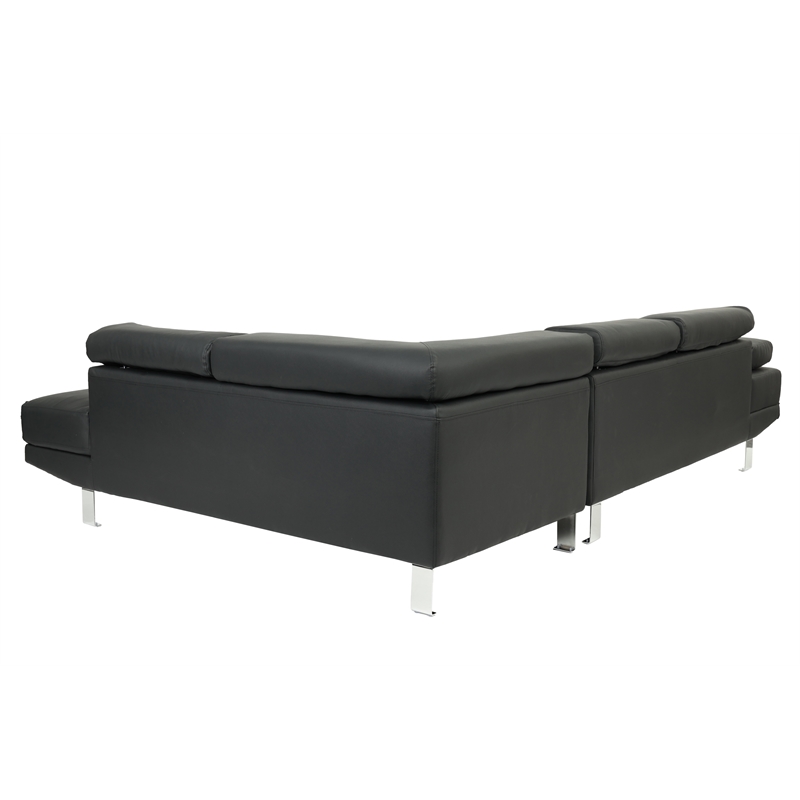 Poundex Furniture 2 Piece Faux Leather Sectional Sofa Set in Black