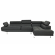 Poundex Furniture 2 Piece Faux Leather Sectional Sofa Set in Black