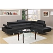 Poundex Furniture 2 Piece Faux Leather Sectional Sofa Set in Black