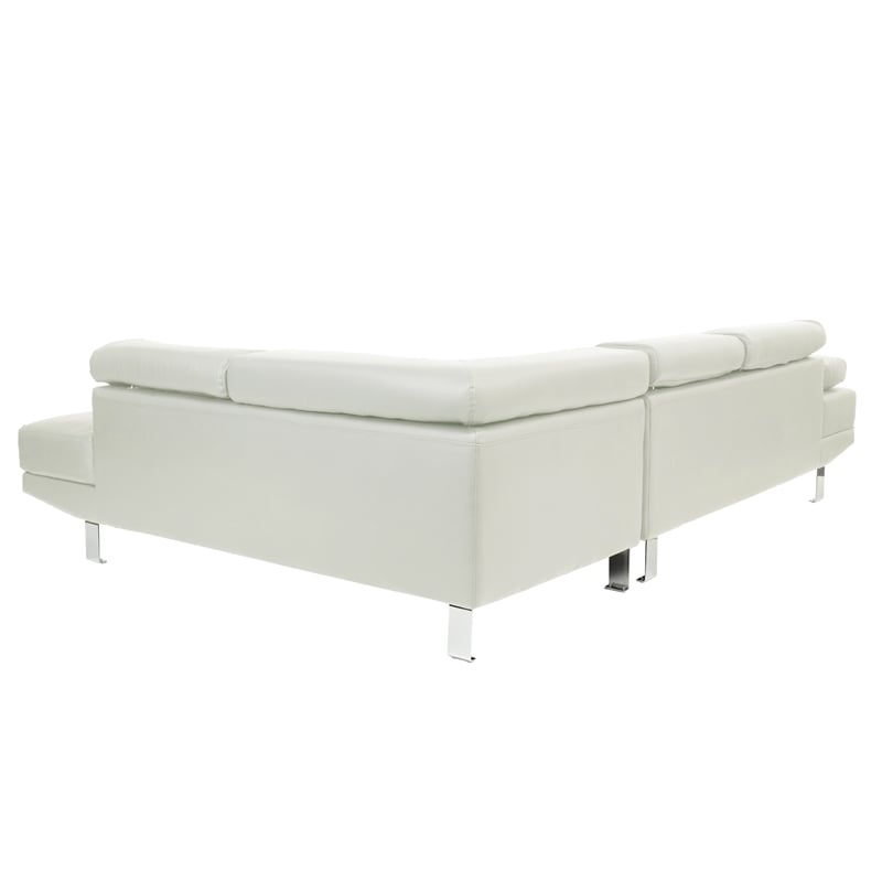 Poundex Furniture 2 Piece Faux Leather Sectional Sofa Set in White