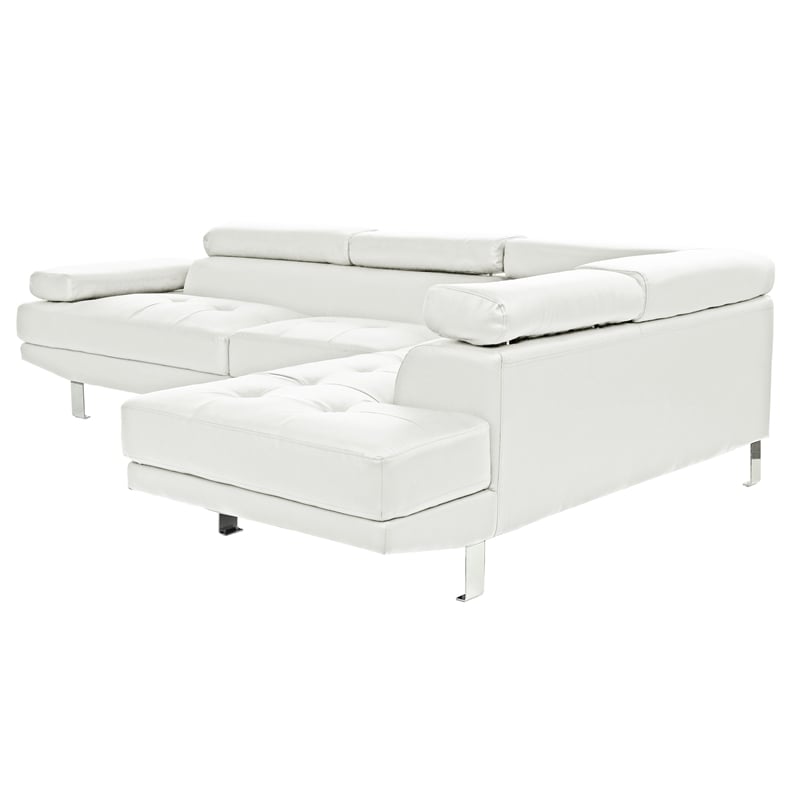 Poundex Furniture 2 Piece Faux Leather Sectional Sofa Set in White