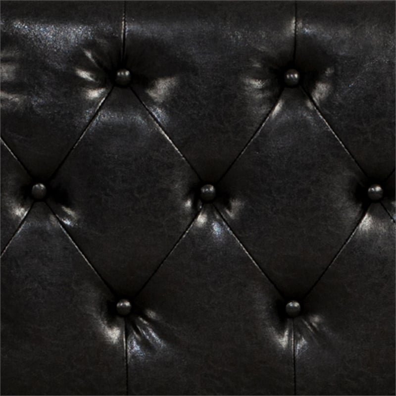 Poundex Furniture Twin Upholstered Bed Frame with Slats in Black Faux Leather