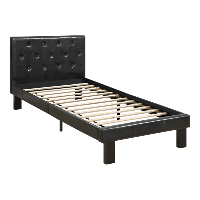 Poundex Furniture Twin Faux Leather Bed, Twin Xl Bed Frame Slats