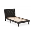 Poundex Furniture Twin Upholstered Bed Frame with Slats in Black Faux Leather
