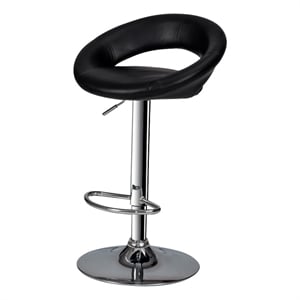 Poundex Height Adjustable 35&quot Faux Leather Barstool Set in Black (Set of 2)