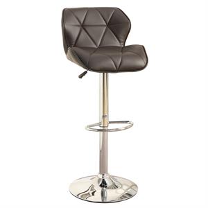 Poundex Tufted 42&quot Faux Leather Gas Lift Barstool Set in Dark Brown (Set of 2)