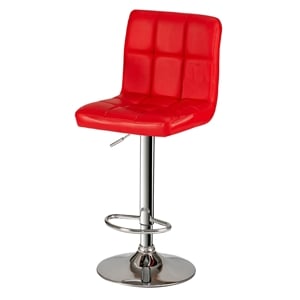 Poundex Adjustable Height & Swivel Barstool in Red Faux Leather (Set of 2)