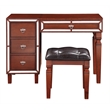 Poundex Wooden Makeup Vanity Set with Lift-up Mirror and Stool - Cherry