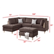 Poundex Furniture Chenille 3-Pc Sectional in Chocolate Color