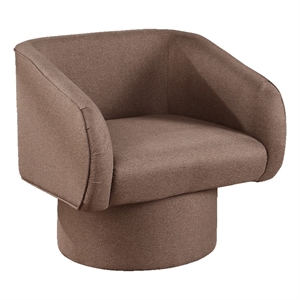 Poundex Round Base Swivel Fabric Accent Chair in Light Coffee color