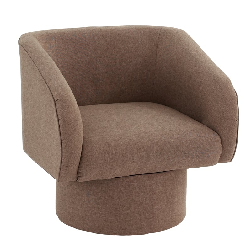 Poundex Round Base Swivel Fabric Accent Chair in Light Coffee color