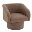 Poundex Round Base Swivel Fabric Accent Chair in Light Coffee color
