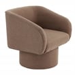 Poundex Round Base Swivel Fabric Accent Chair in Light Coffee color