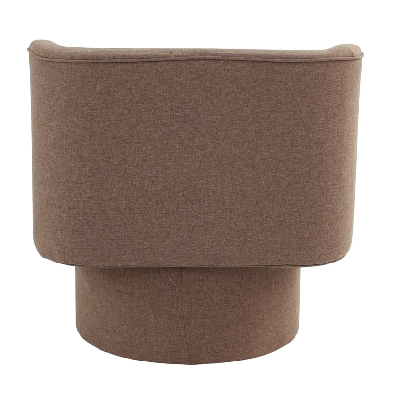 Poundex Round Base Swivel Fabric Accent Chair in Light Coffee color