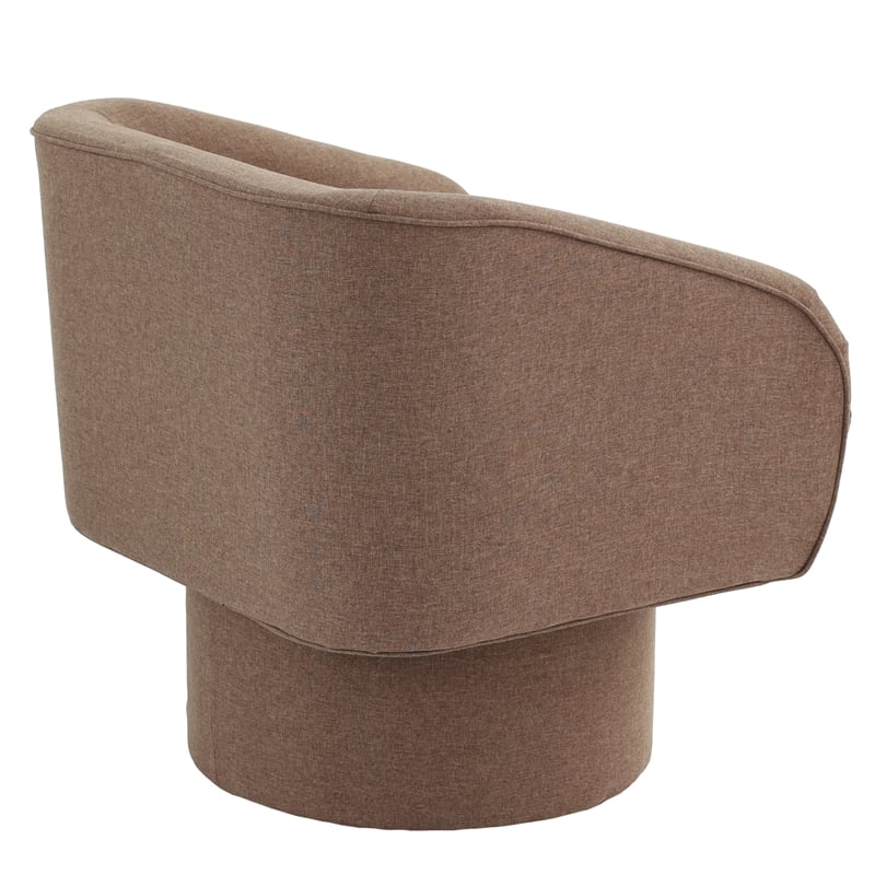 Poundex Round Base Swivel Fabric Accent Chair in Light Coffee color