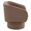 Poundex Round Base Swivel Fabric Accent Chair in Light Coffee color