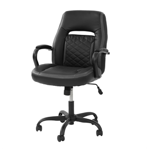 poundex furniture faux leather office chair in black and grey