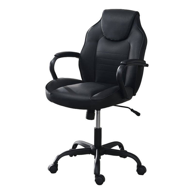 Poundex Furniture Faux Leather Office Chair in All Black Homesquare