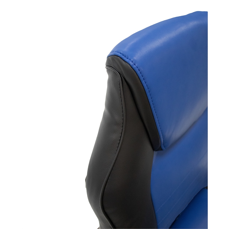 Poundex Furniture Faux Leather Office Chair  in  Black and Blue