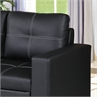 Poundex  Furniture Faux Leather Convertible  Sofa  in  Black