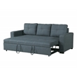 Poundex Furniture Polyfiber Fabric Convertible Sofa in Blue Grey