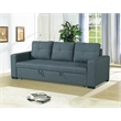 Poundex Furniture Polyfiber Fabric Convertible Sofa in Blue Grey