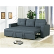Poundex Furniture Polyfiber Fabric Convertible Sofa in Blue Grey