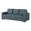 Poundex Furniture Polyfiber Fabric Convertible Sofa in Blue Grey