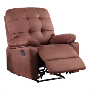 poundex  furniture  microfiber   manual   recliner  in  chocolate