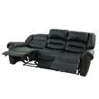 Poundex Furniture 3 Seater Manual Bonded Leather Sofa in Black