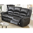 Poundex Furniture 3 Seater Manual Bonded Leather Sofa in Black