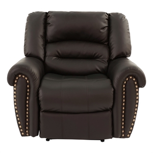 poundex  furniture bonded  leather  recliner  in  dark brown