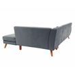 Poundex 2-Piece Velvet Sectional Sofa with Curved Armrest in Dark Gray