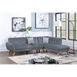 Poundex 2-Piece Velvet Sectional Sofa with Curved Armrest in Dark Gray