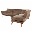 Poundex 2-Piece Velvet Sectional Sofa with Curved Armrest in Light Brown