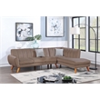 Poundex 2-Piece Velvet Sectional Sofa with Curved Armrest in Light Brown