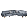 Poundex 2-Piece Upholstered Velvet Sectional Sofa in Dark Gray