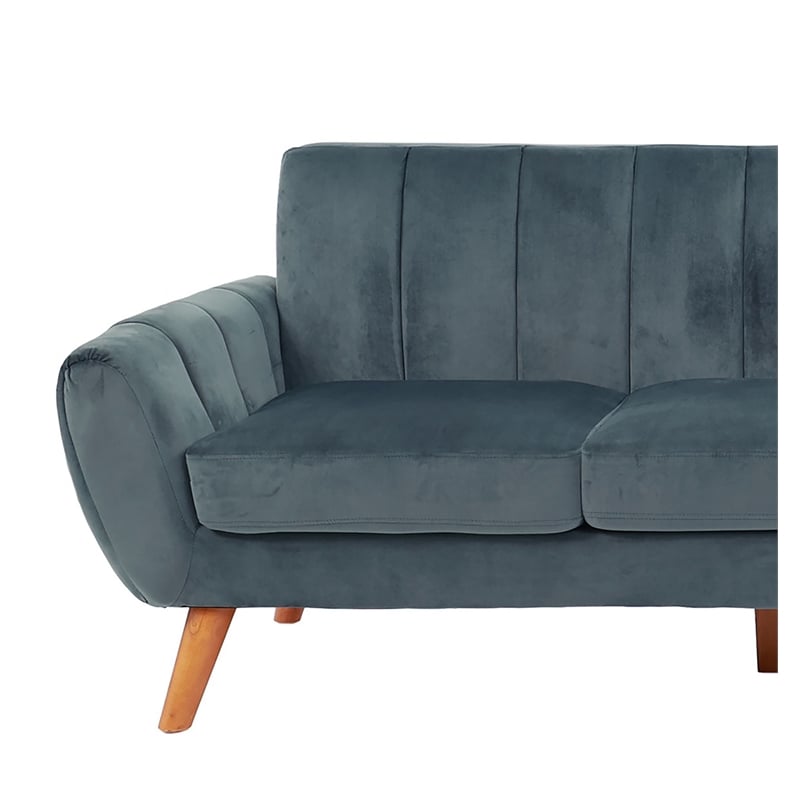 Poundex 2-Piece Upholstered Velvet Sectional Sofa in Dark Gray