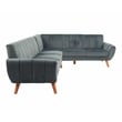 Poundex 2-Piece Upholstered Velvet Sectional Sofa in Dark Gray