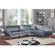 Poundex 2-Piece Upholstered Velvet Sectional Sofa in Dark Gray