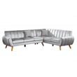 Poundex 2-Piece Upholstered Velvet Sectional Sofa in Light Gray